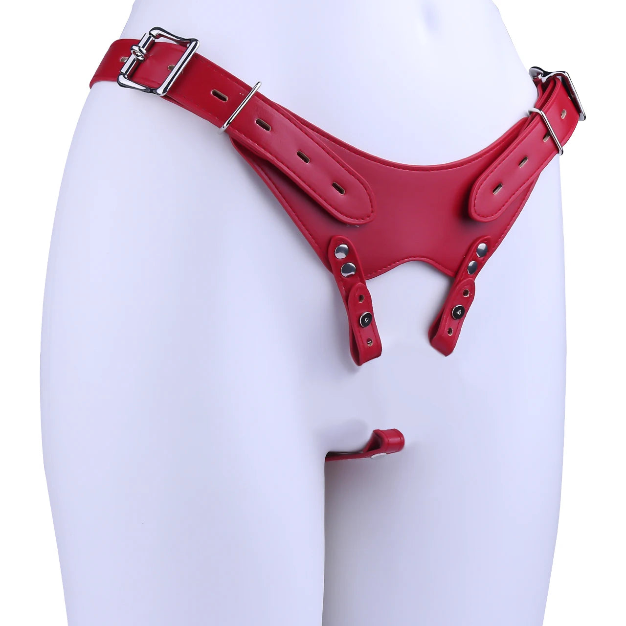 PU Leather Chastity Belt For Metal Cage Harness Belt