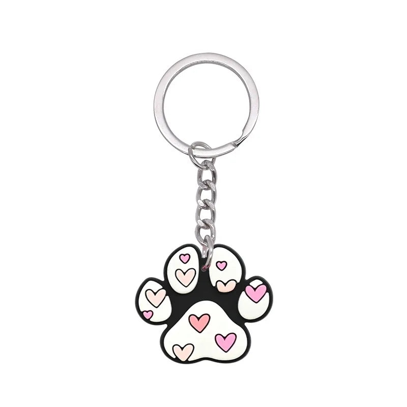 1-21Pcs Lovely Dog Paw PVC Keychain Backpack Charm Pendant