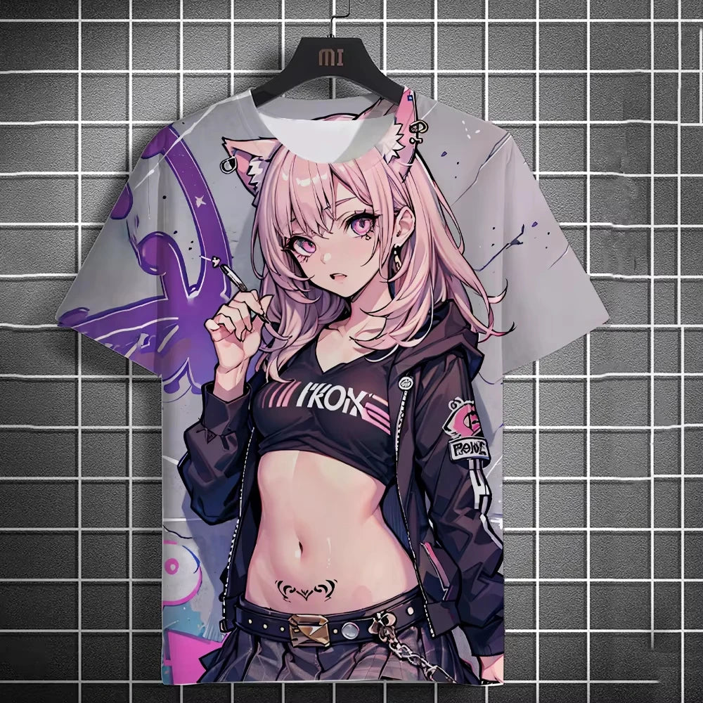 Men's T-Shirts Anime Character 3D  Printed Graffiti Top xxs- 6xl