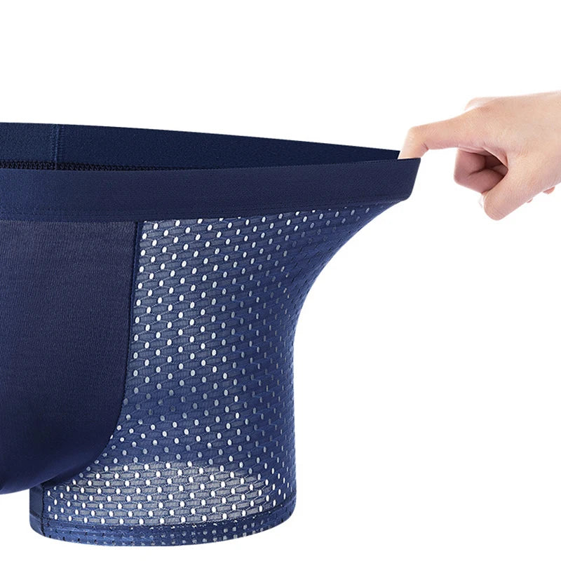 4pcs Men's Underwear Ice Silk Mesh Mens Plus Size Breathable Boxershorts