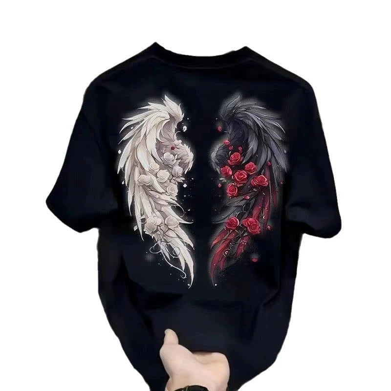 Men's Cotton Print T-shirts Black Up To Size 5XL
