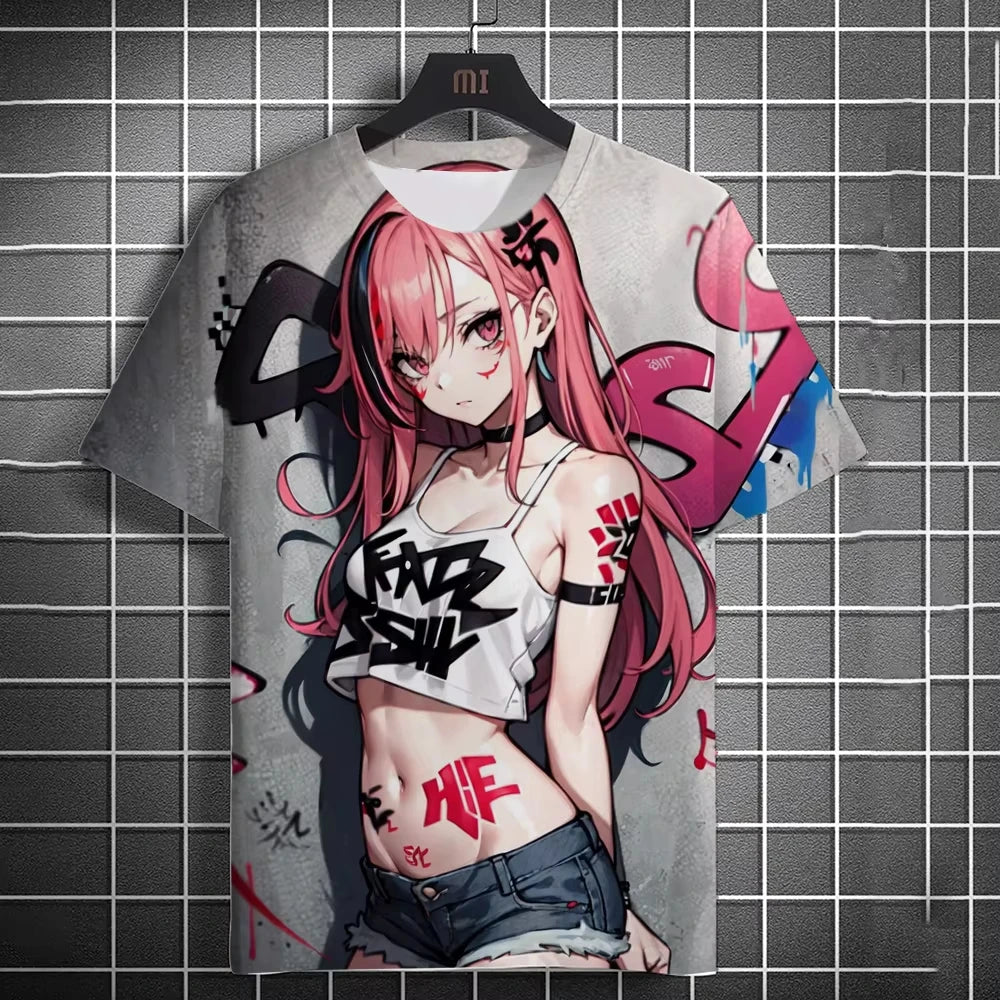 Men's T-Shirts Anime Character 3D  Printed Graffiti Top xxs- 6xl
