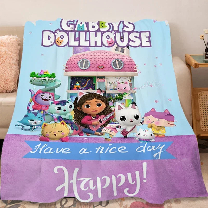 G-Gabbys D-Dollhouse Flannel Blanket Sofa Winter Lovely Warm Bed Fleece Custom Fluffy Soft Blankets Microfiber Bedding Kids Gift