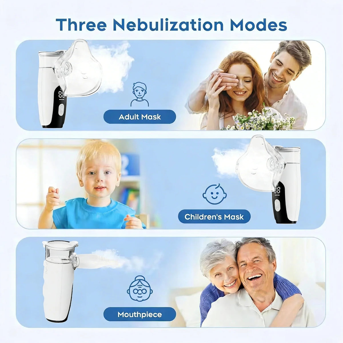 Medical Silent Ultrasonic Nebulizer Automizer Handheld Respirator Portable Asthma Humidifier for Kids Children Adult Health Care