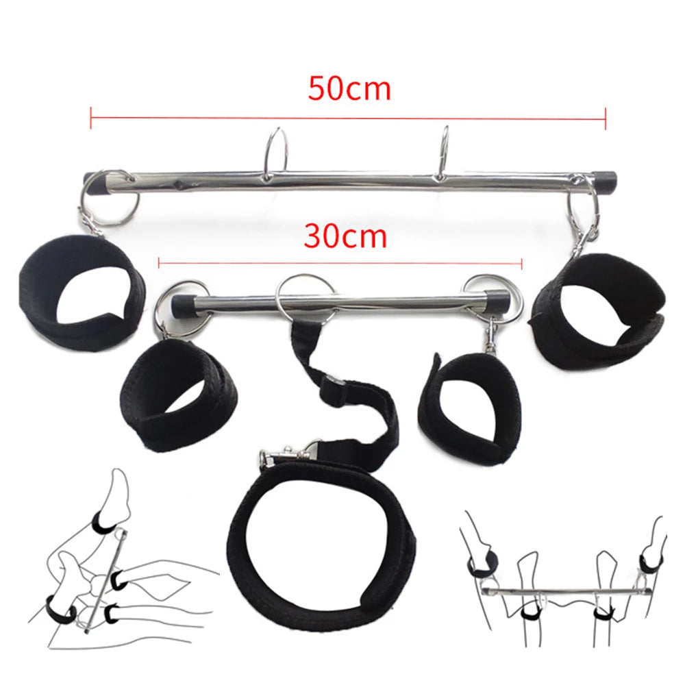 BDSM Bondage Kit Spreader Bar Handcuffs Ankle Cuffs Fetish Restraints Set Sex Toys for Couples