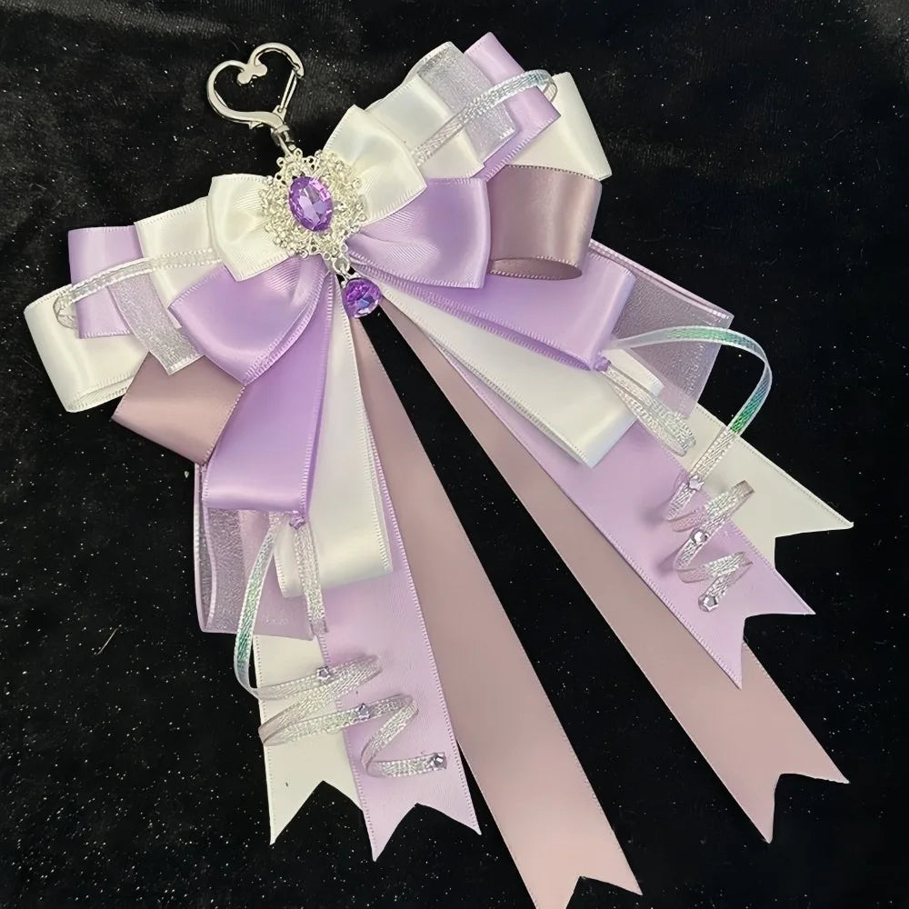 Cute Anime Ita Bag Accessories Multi-layered Bow Pendant Keyring