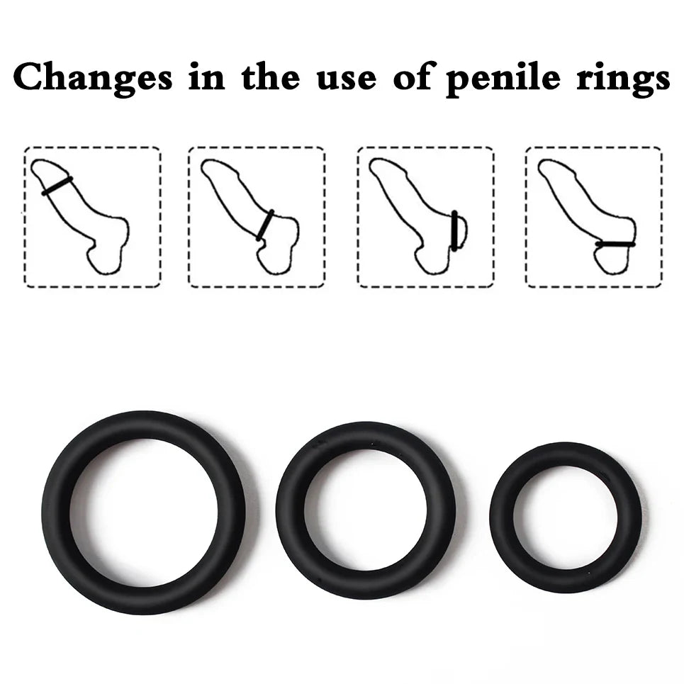 Cock Rings 3PCS Flash In The Night Lock, Durable Silicone Ring for Men