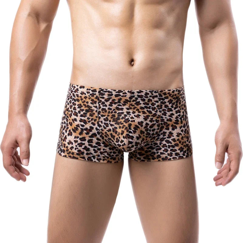 Men's Leopard Pattern Low Waist Soft Boxershorts