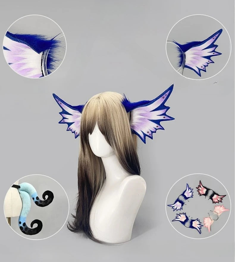 Sea Monster/Mermaid/Elf/Beast Ear Hair Hoop Girl Fish Fin Gothic Hair Ornament Manga Exhibition Deep Sky Mermaid COS Headpiece