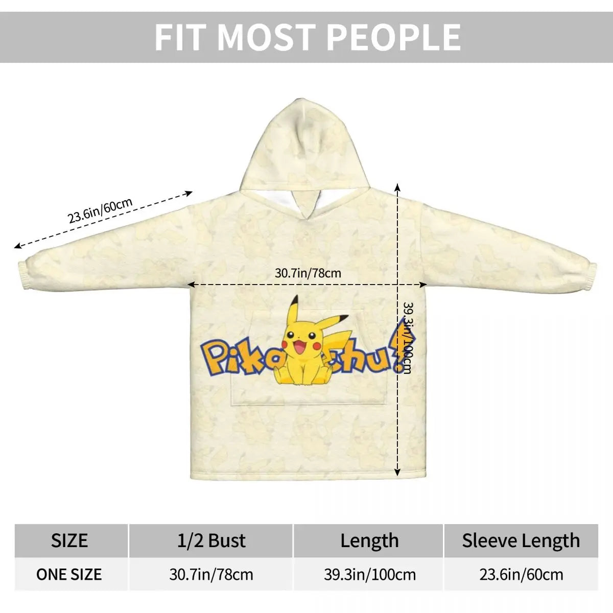Oversized Pokemoned Pikachus Wearable Blanket Gifts for Women Men Ultrasoft Plush Warm Sweatshirt Blankets With Pocket