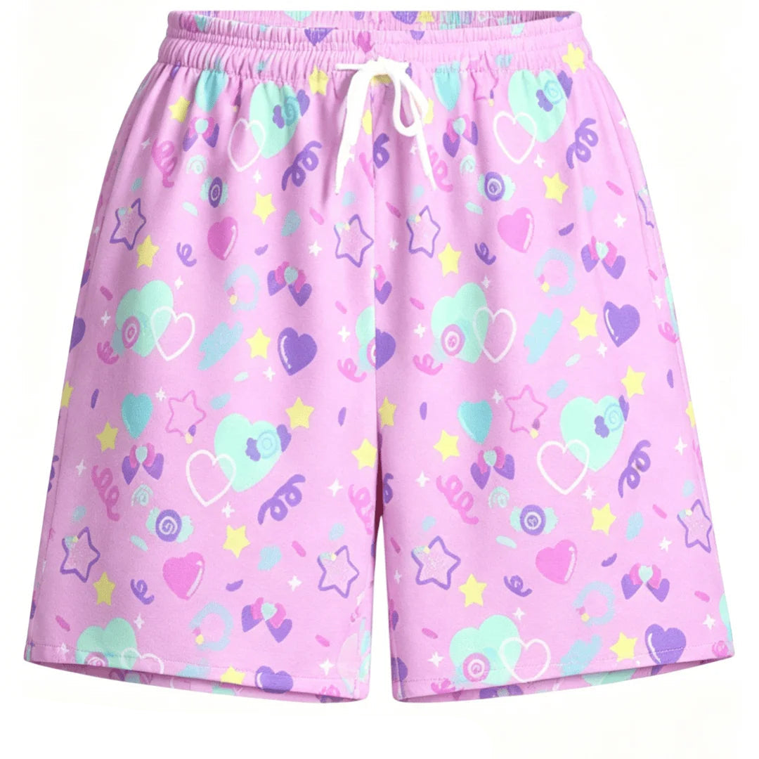 2026 Summer Rainbow Candy Series Casual Shorts Adult Large Breathable Quick Drying Beach Shorts Children Kawaii Party Dress