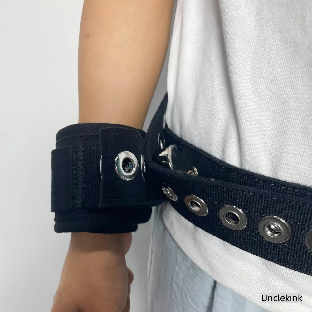 Patient Safety Restraints - Black Cotton Cuffs with Magnetic Lock Waist Hip Fixation Set Diaper Belt Patients Hospital Home Care