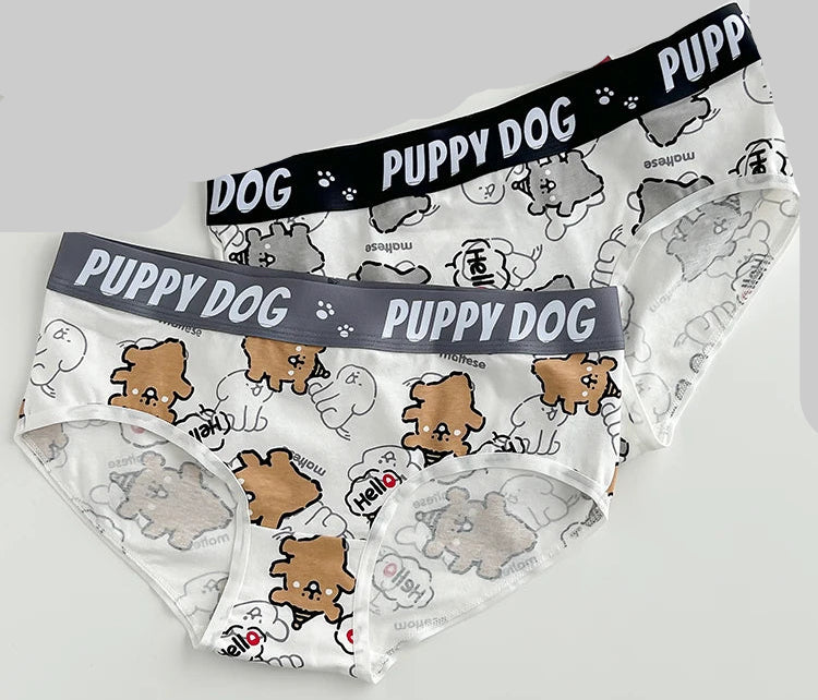 Couple Underwear For Men And Women Cartoon Puppy Pure Cotton Triangle Pants