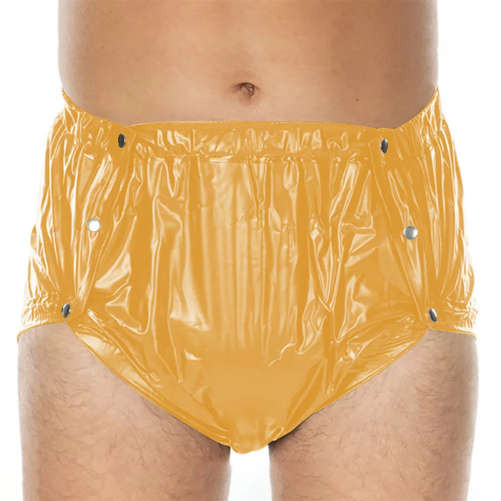 Unisex PVC Shiny Wetlook Button-up Sissy Knicker Nappy Covers for ABDL