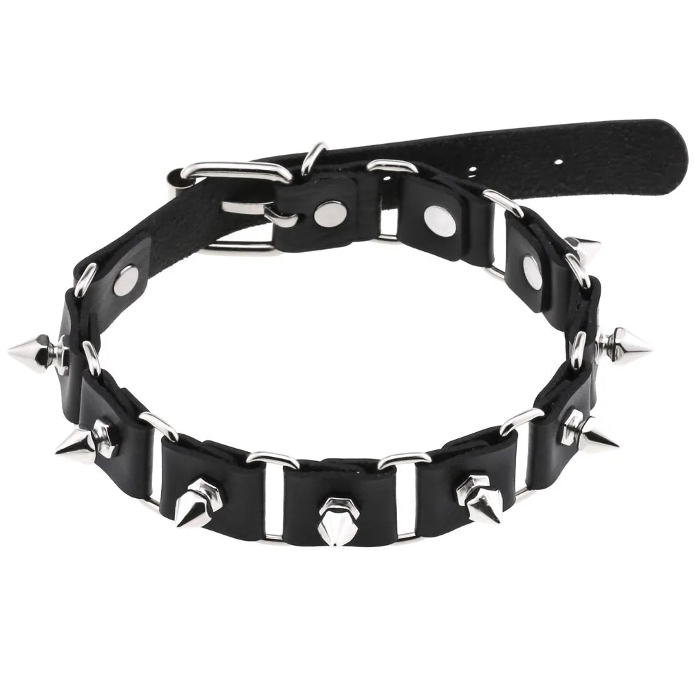 Gothic PU Leather Tassel Chain Choker Collars