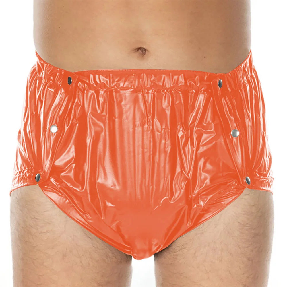 Unisex PVC Shiny Wetlook Button-up Sissy Knicker Nappy Covers for ABDL