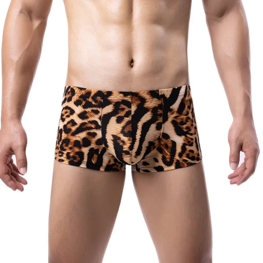 Men's Leopard Pattern Low Waist Soft Boxershorts