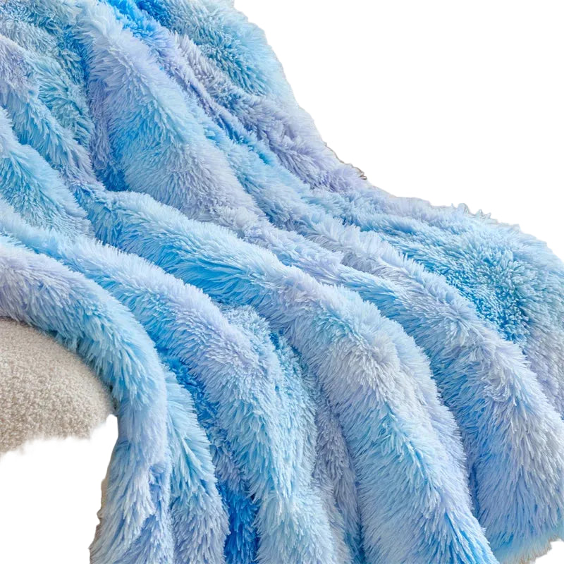 Fluffy Fuzzy Faux Fur Throw Blanket for Couch Sofa Bedroom Blanket  Lightweight Thermal Blanket Warm Blankets for Winter