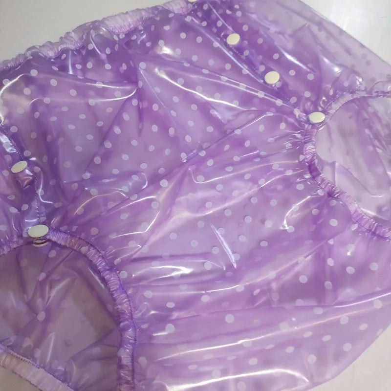 Polka Dot Clear PVC Snap Button Unisex ABDL Transparent Incontinence Shorts