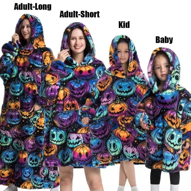 Super Oversized or Oversized Long Winter Sherpa Plush Blanket Family Matching Hoodie Sweatshirt