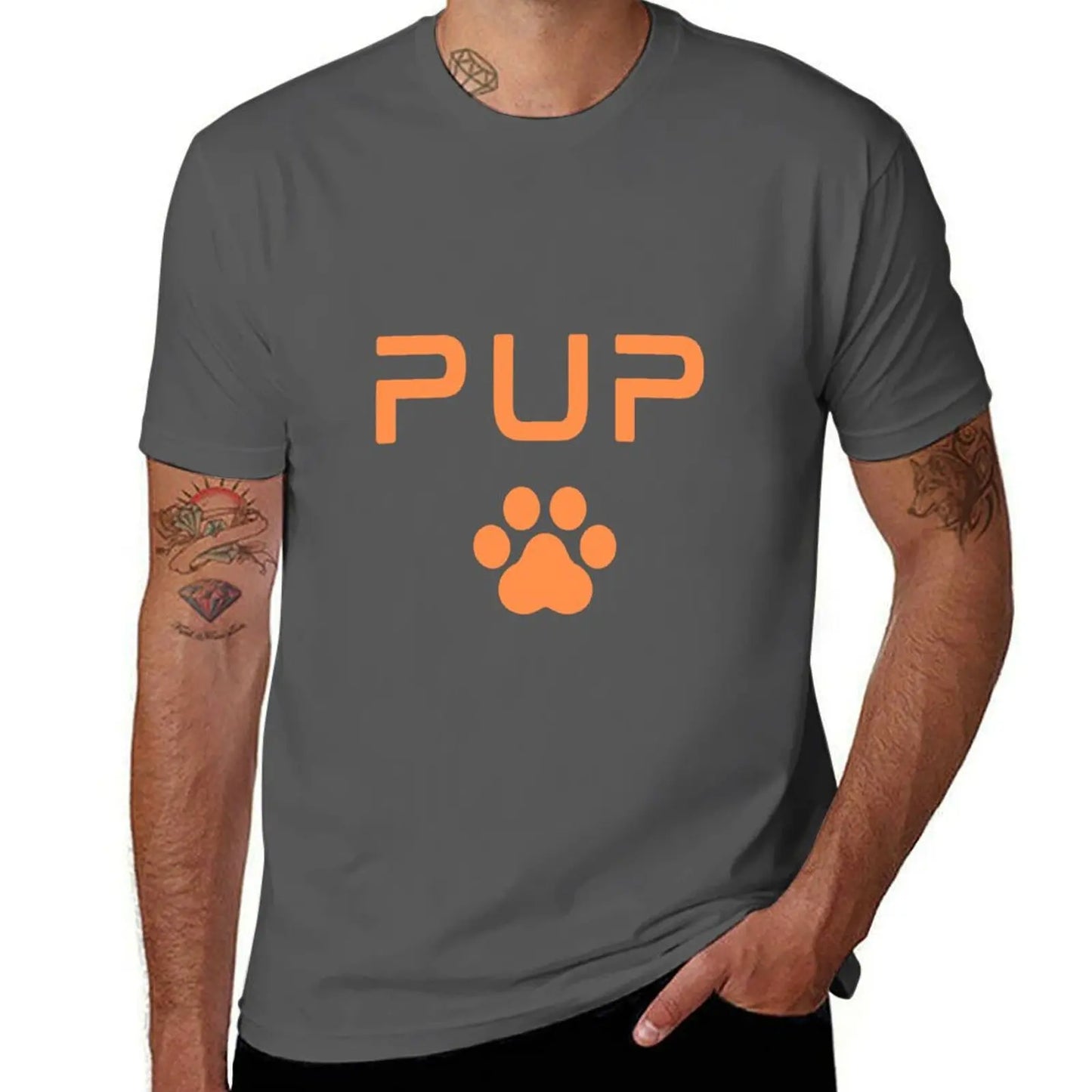 PUP Paw Print - Orange T-Shirt oversized mens cotton t shirts