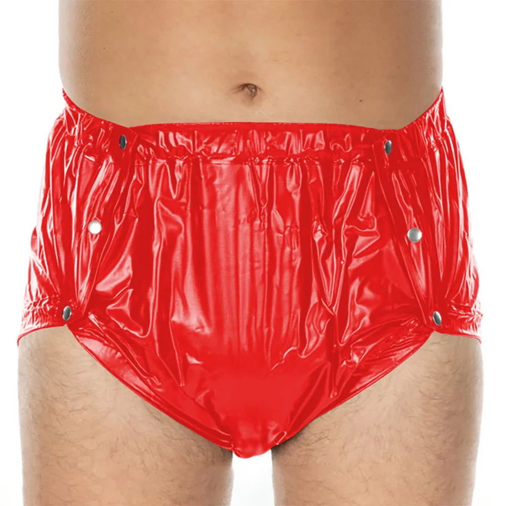 Unisex PVC Shiny Wetlook Button-up Sissy Knicker Nappy Covers for ABDL