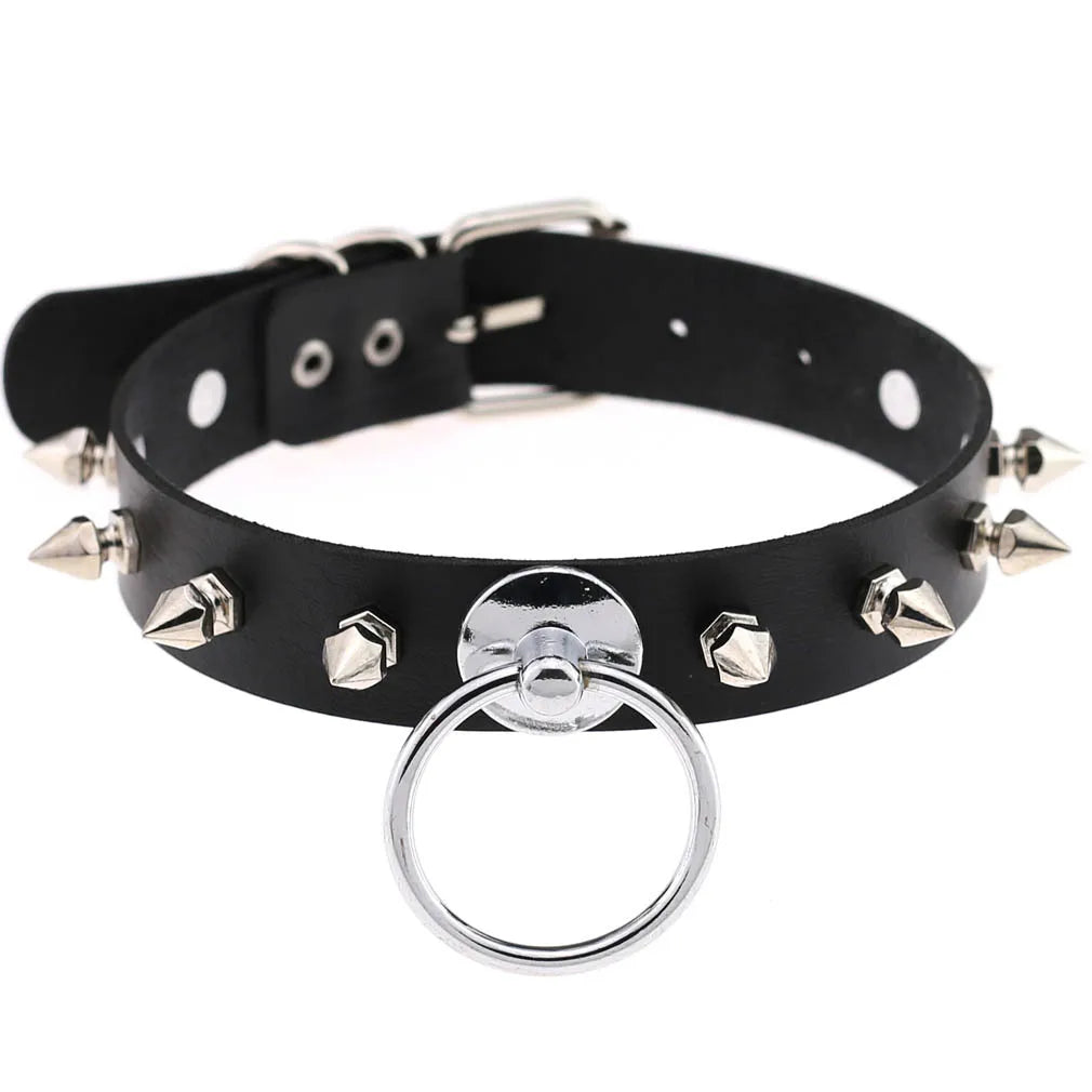 Gothic PU Leather Tassel Chain Choker Collars