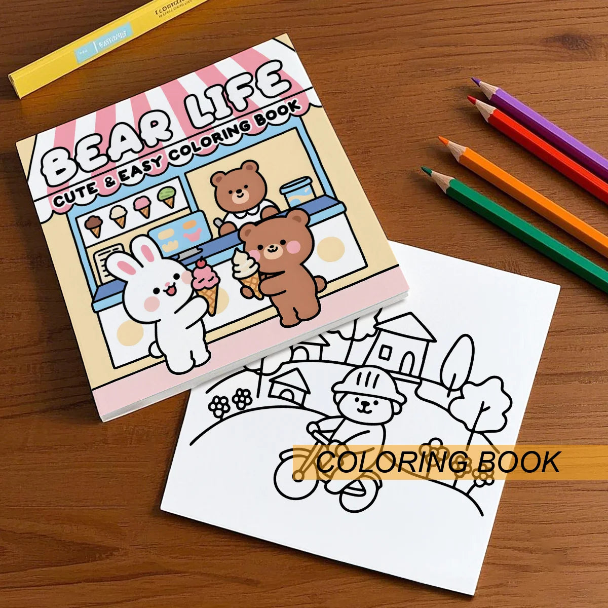 BEAR LIFE Cute & Easy Colouring Book