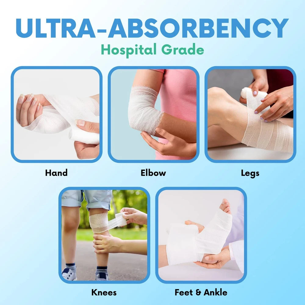 Gauze Bandage Roll with Tape - White Gauze Wrap Breathable Gauze Wrap