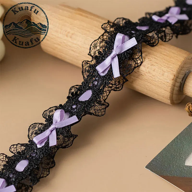 1 Yard Lace Trim Pleated Fabric Ruffle Ribbon Edge