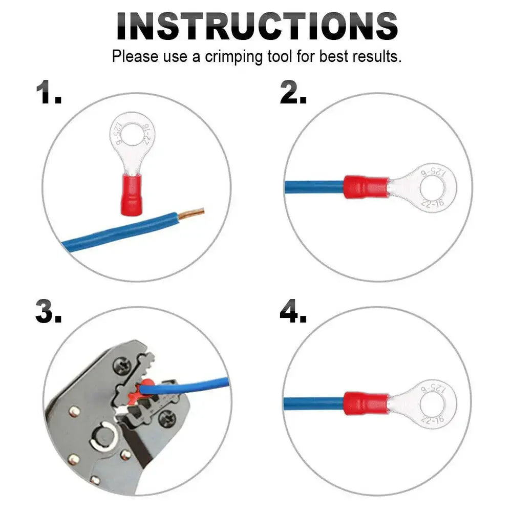 10/50/100Pcs Insulated Ring Terminal Crimp Connector Ring Cable Wire Connectors Cord Pin End Butt Terminals RV1.25 RV2 RV5.5