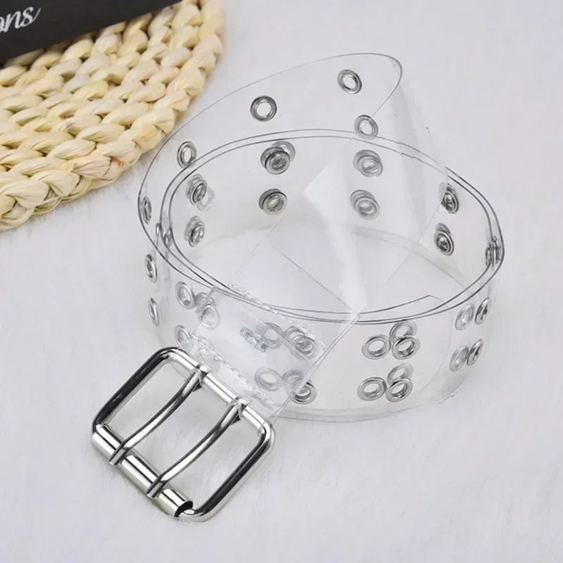 Rainbow Transparent Belt Invisible Punk Belt Laser Holographic PVC