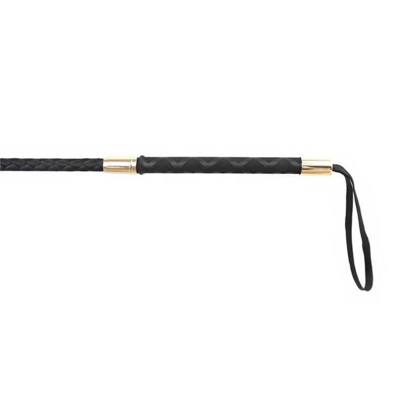 57CM Cat Shape Top Leather Long Straight Whip Riding Crop Flogger