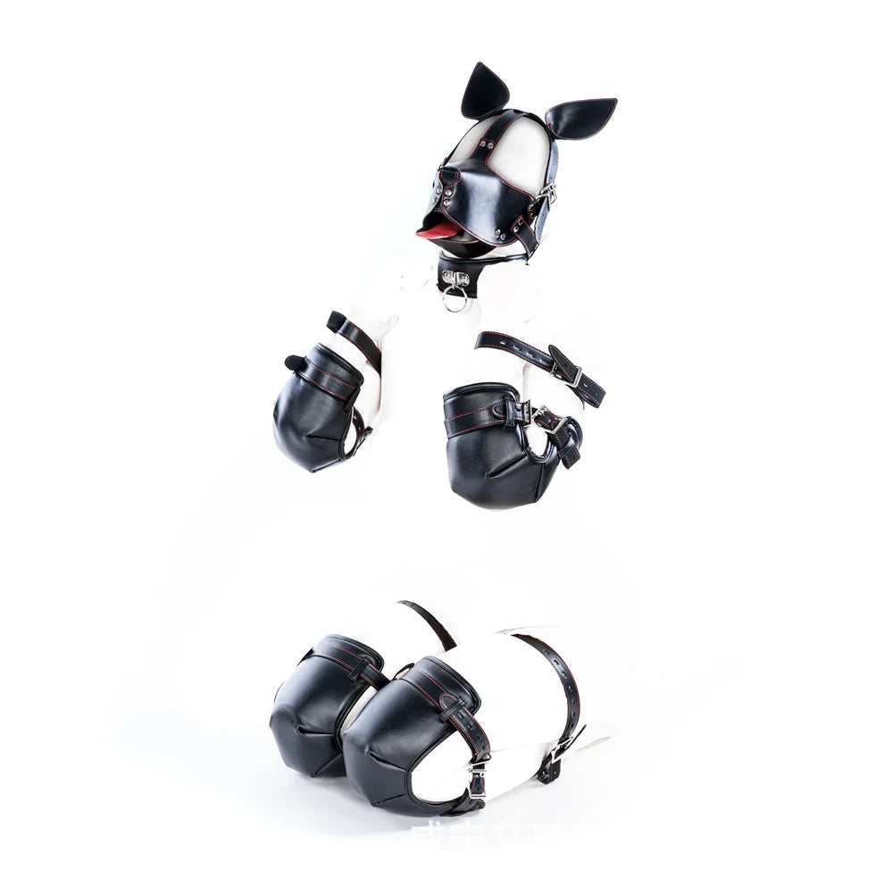 SM Dog Bondage Kits with Fetish Slave Elbow Knee Restrain Crawl Protective Gear for Couple Adult Games Erotic Sex Toys