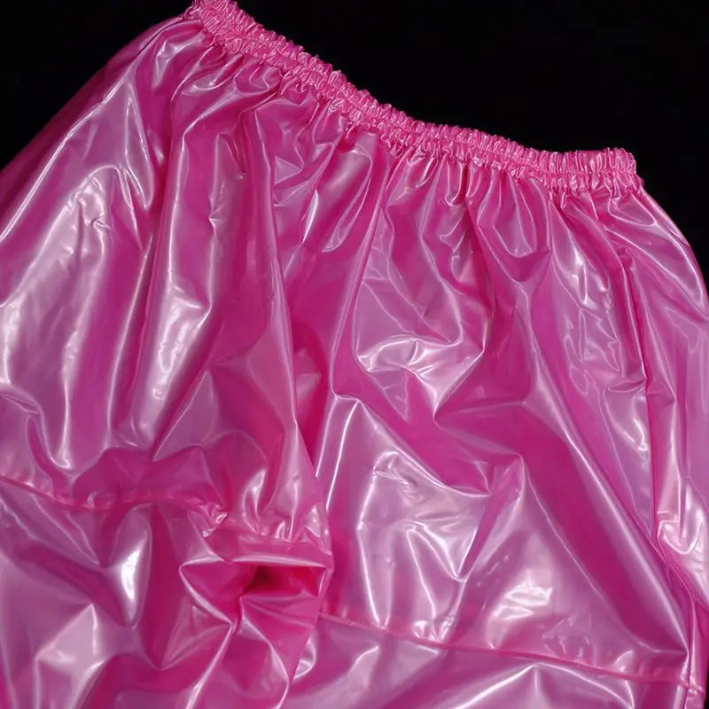 ABDL Soft Smooth Half Diaper Pants, Pants Glossy PVC Plastic Shorts Waterproof