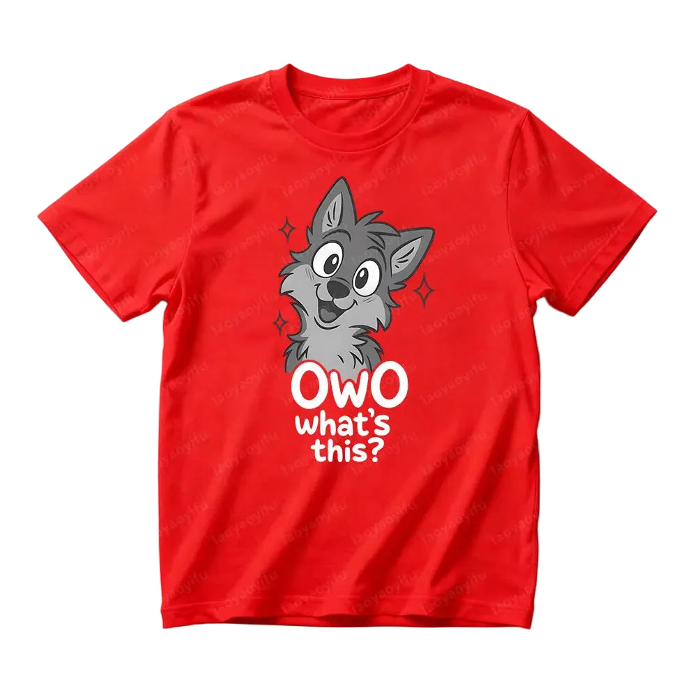 "OwO What's This ?" Cute Unisex Furry Wolf Printed Tshirt