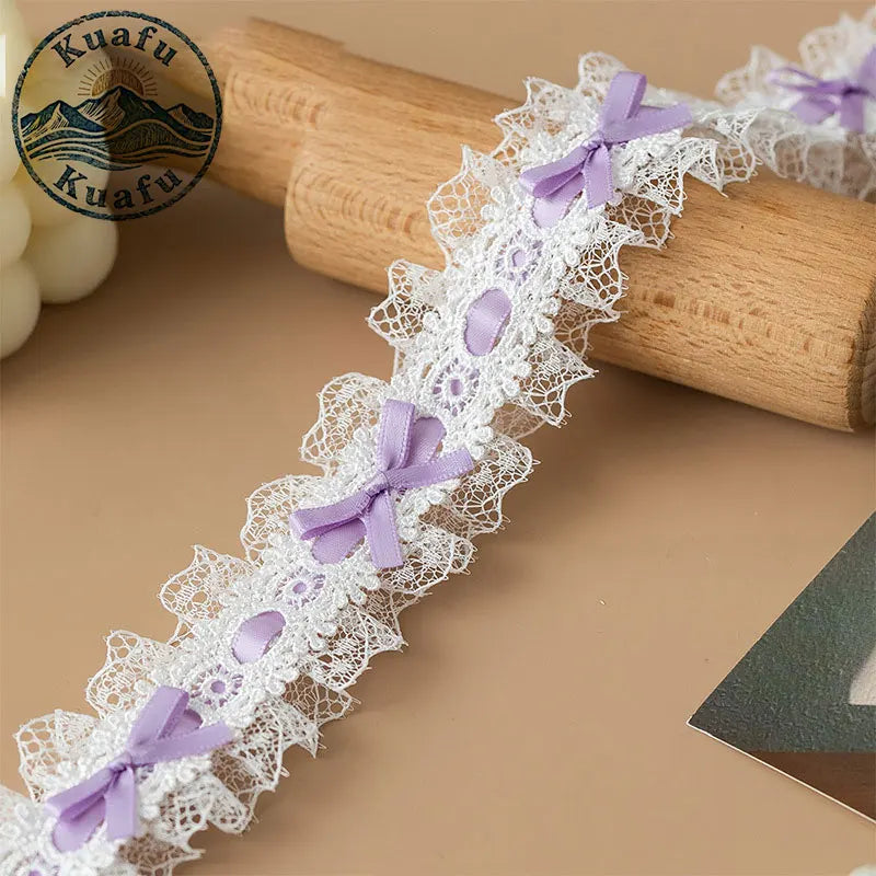 1 Yard Lace Trim Pleated Fabric Ruffle Ribbon Edge