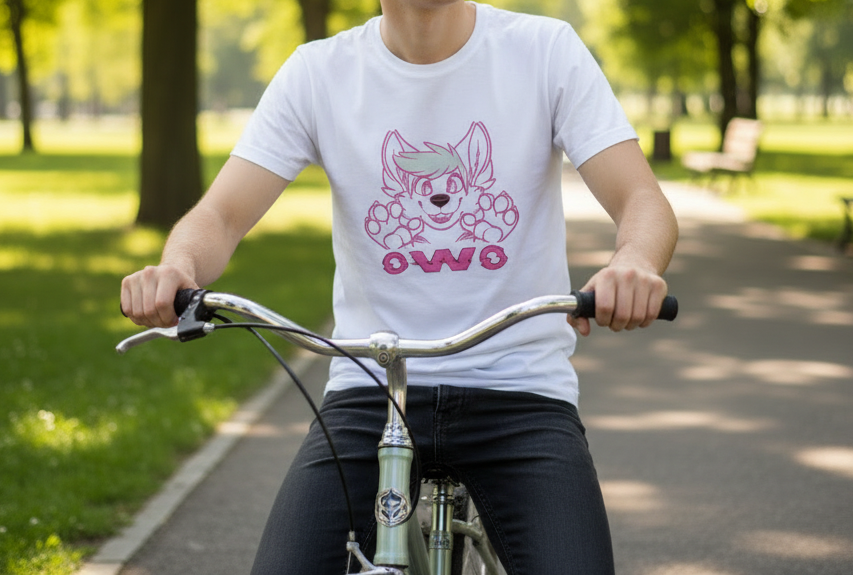 OwO Cute Puppy Kawaii Pink Glitchy Furry Fandom T-Shirt