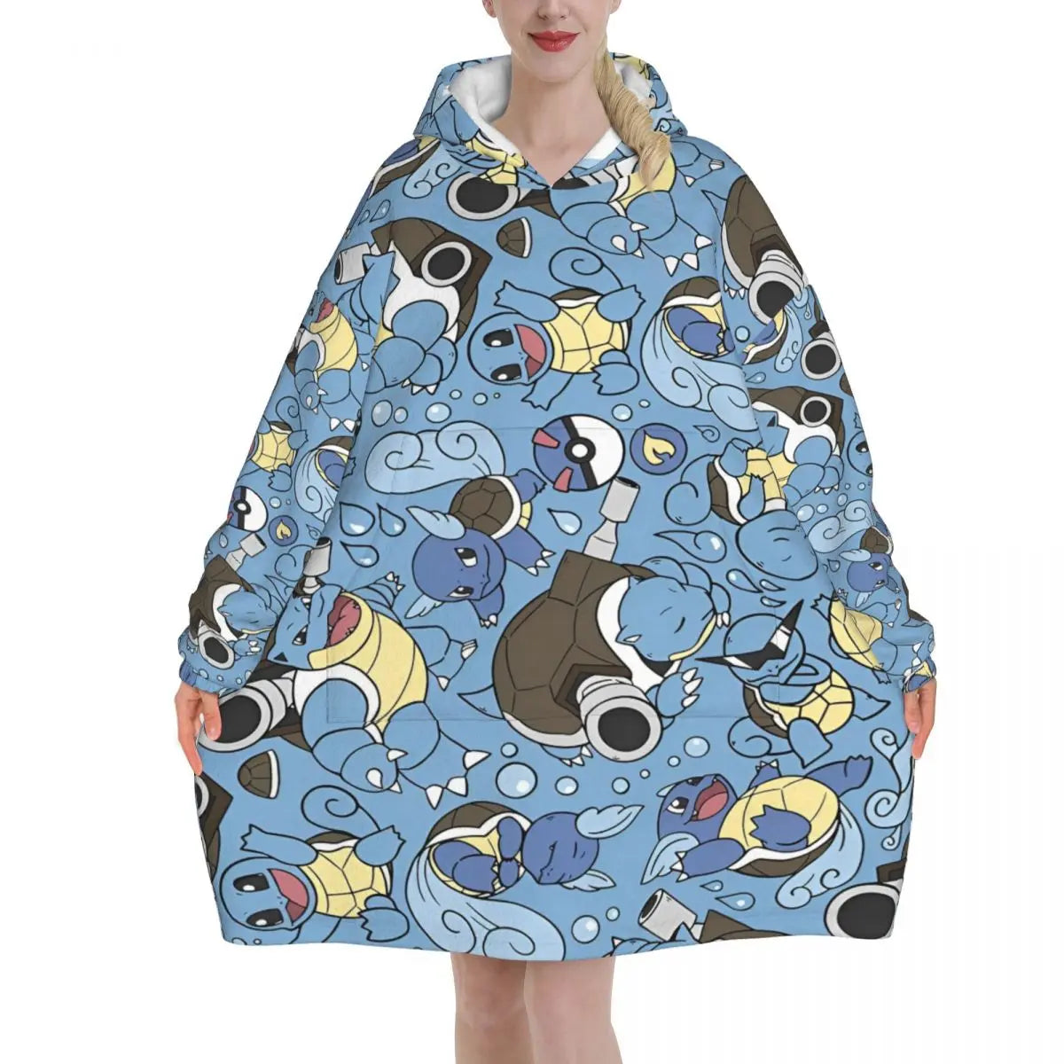 Pokemon Pikachus Blanket Hoodie Wearable Blanket Oversize with Pocket Warm Onesie