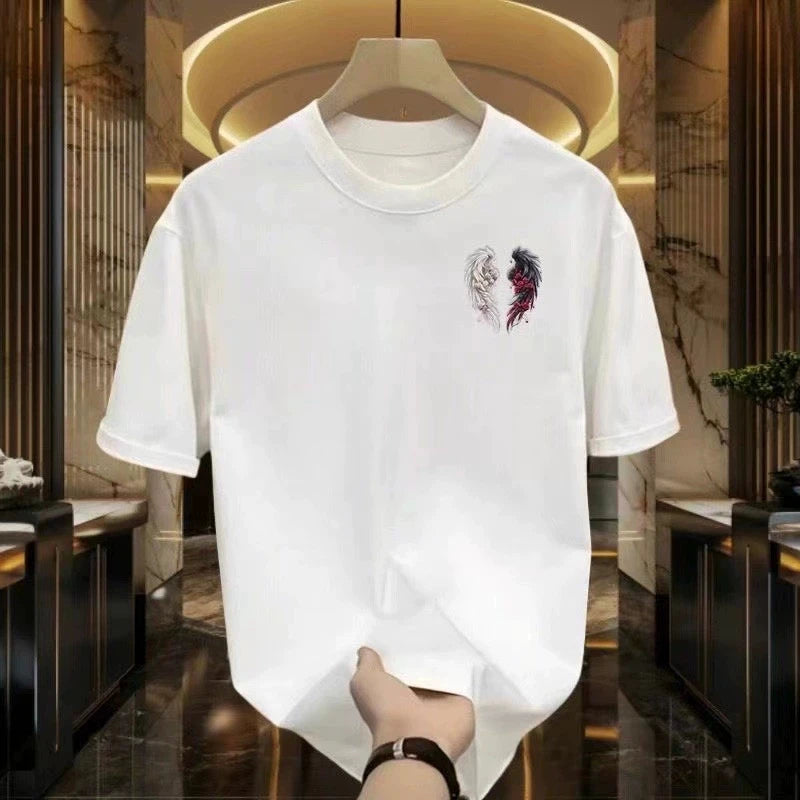 Men's Cotton Print T-shirts Black Up To Size 5XL
