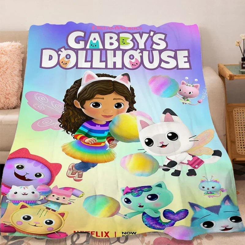 G-Gabbys D-Dollhouse Flannel Blanket Sofa Winter Lovely Warm Bed Fleece Custom Fluffy Soft Blankets Microfiber Bedding Kids Gift