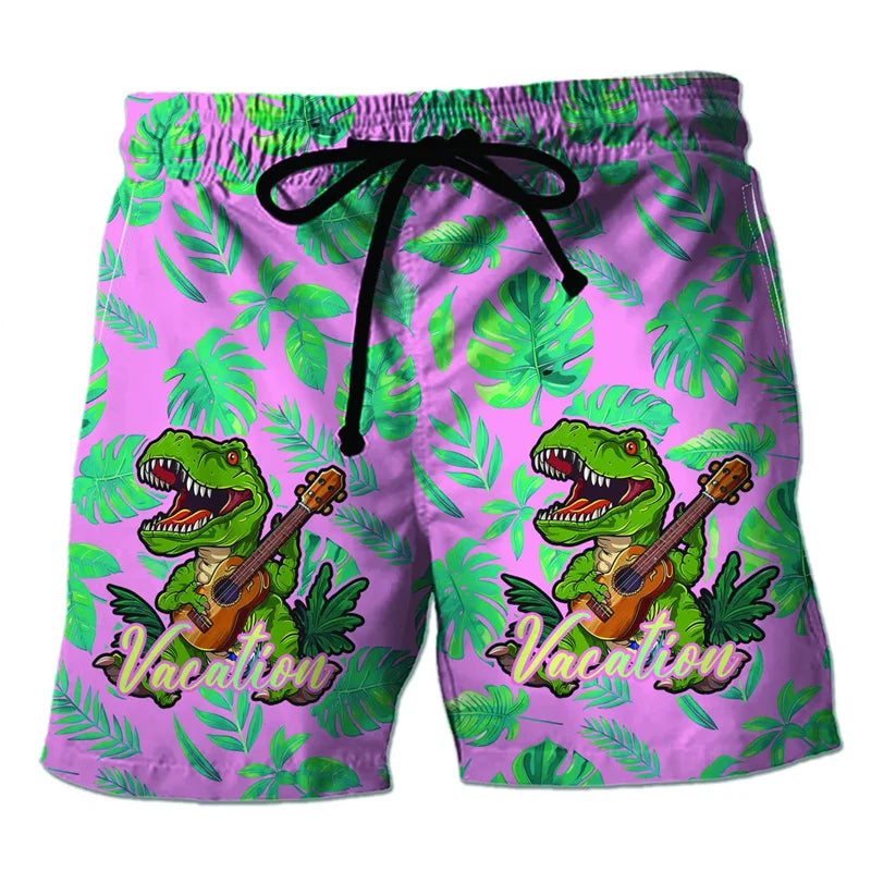 Funny 3D Printing Dinosaur Beach Shorts