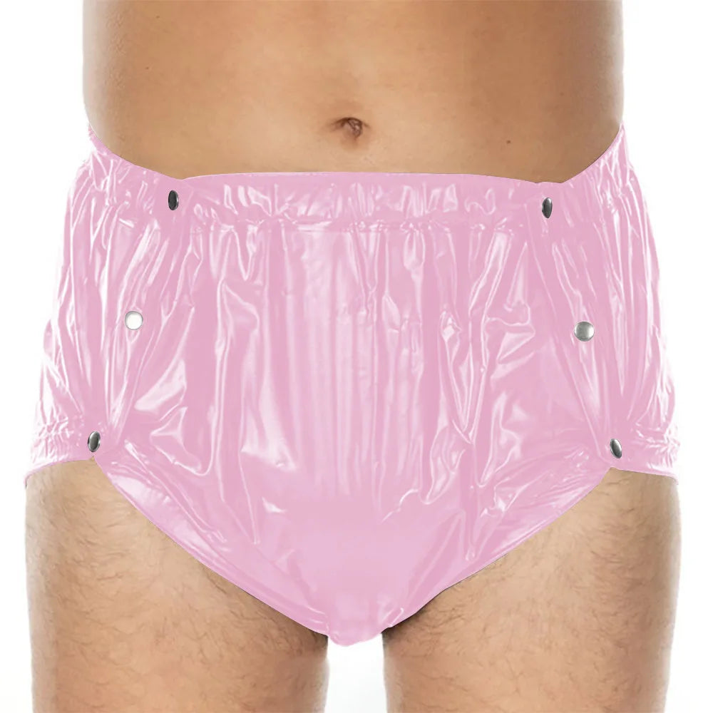 Unisex PVC Shiny Wetlook Button-up Sissy Knicker Nappy Covers for ABDL