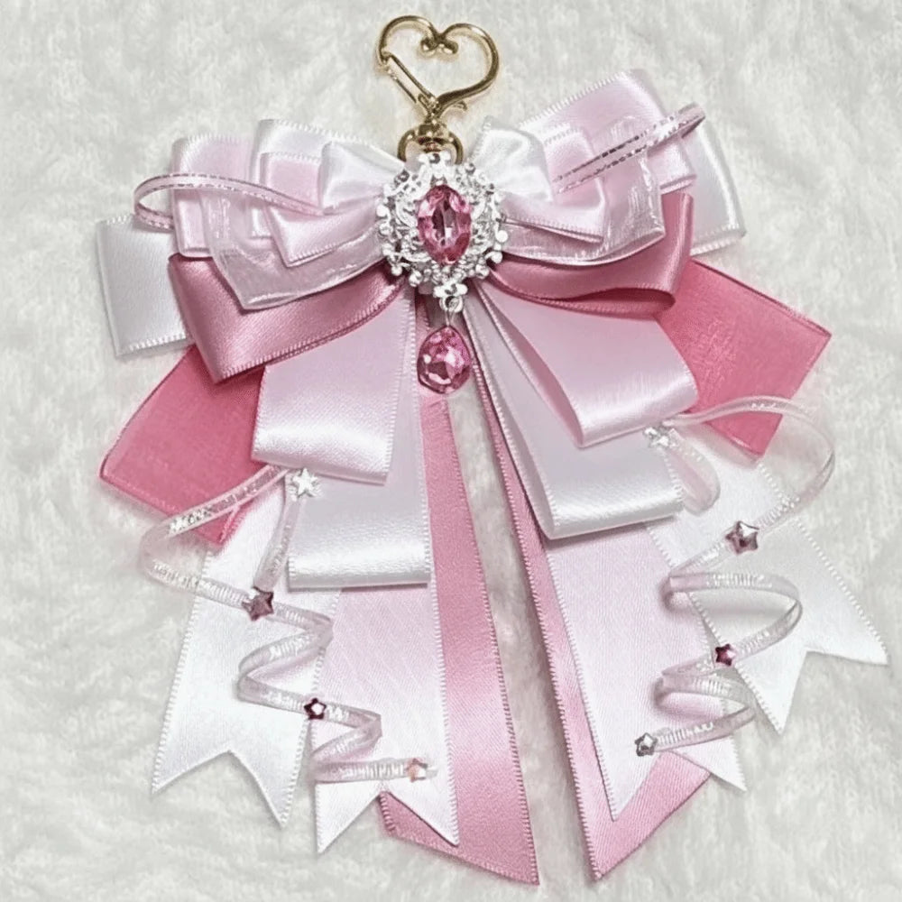 Cute Anime Ita Bag Accessories Multi-layered Bow Pendant Keyring
