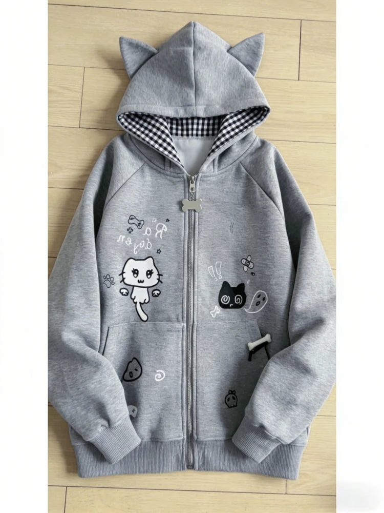 Kawaii Long Sleeve Hoodie with Cat Ears