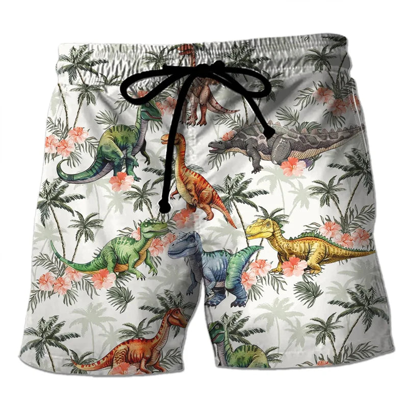 Funny 3D Printing Dinosaur Beach Shorts