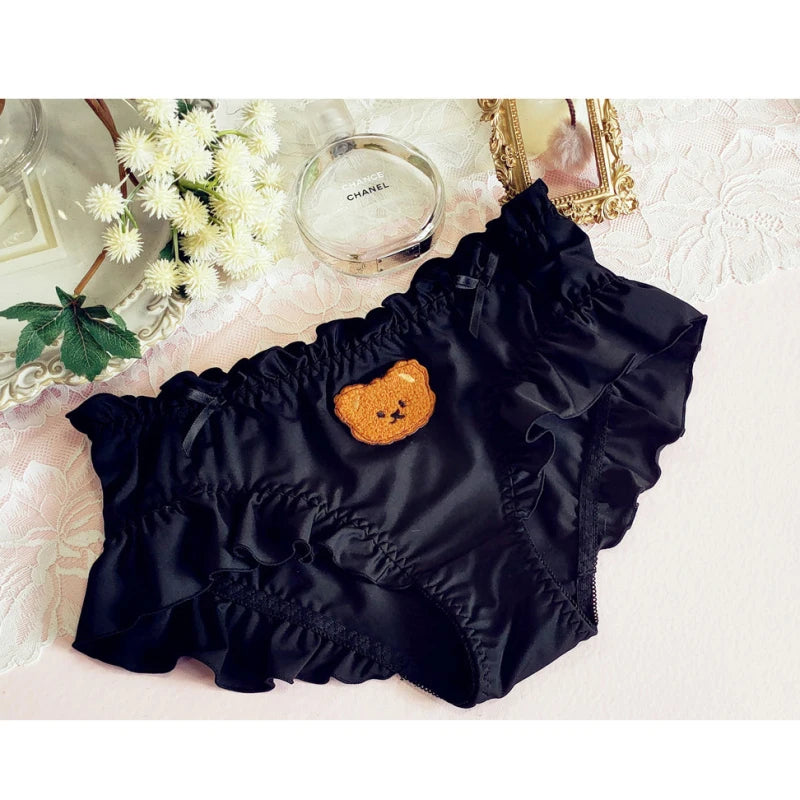 Milk Silk Middle Waist Lovely Cartoon Bear Panties