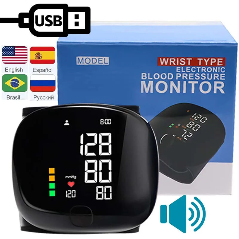 LED Wrist Blood Pressure Monitor Rechargeable