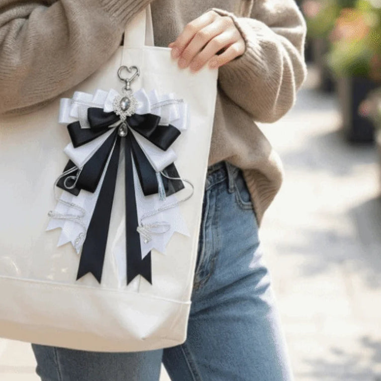 Cute Anime Ita Bag Accessories Multi-layered Bow Pendant Keyring