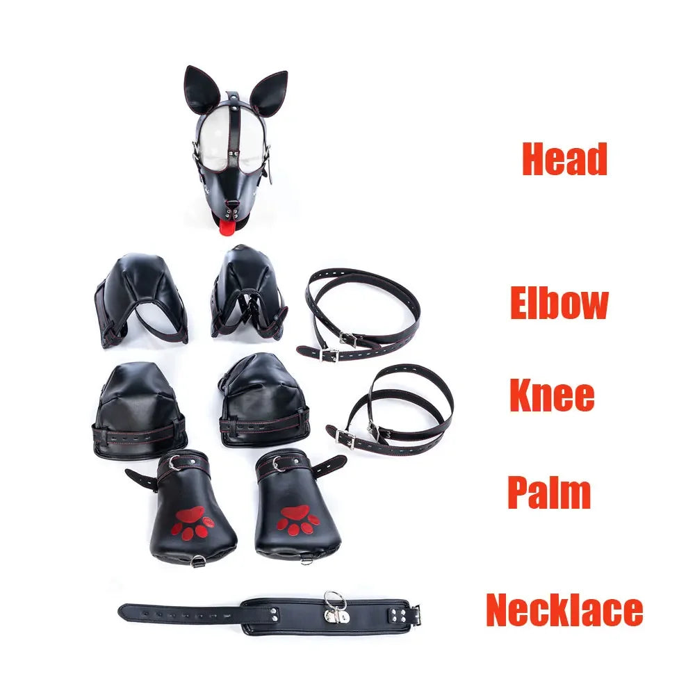 SM Dog Bondage Kits with Fetish Slave Elbow Knee Restrain Crawl Protective Gear for Couple Adult Games Erotic Sex Toys